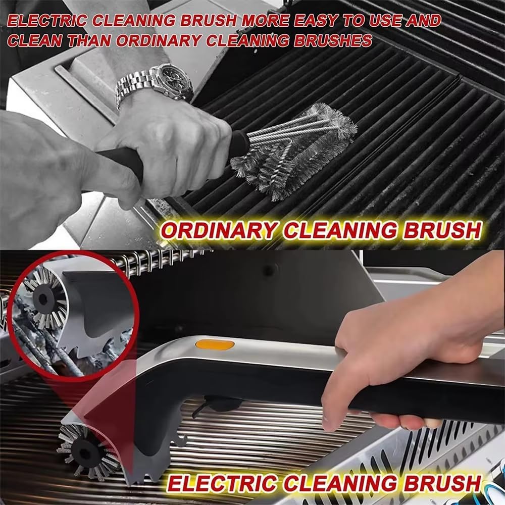 Electric Grill Cleaning Brushes Brush and Scraper with Water Reservoir Steam BBQ Cleaner for Bristles Grill Brush Charcoal Scraper Gas Cook Tool (Rechargeable Model (with 3000 mAh Lithium Battery))