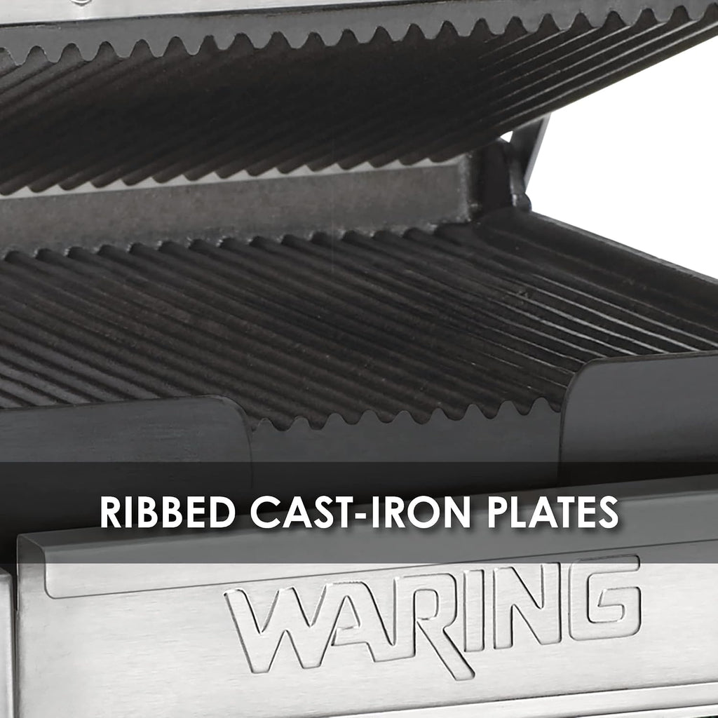 Waring Commercial WFG275 Full Sized 14' x 14' Flat Toasting Grill, 120V, 1800W, 5-15 Phase Plug