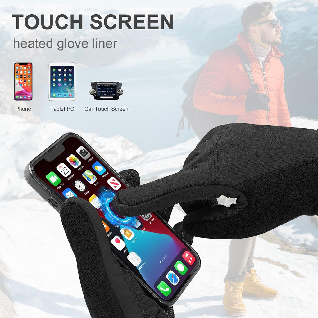 Heated Glove Liners for Men Women,Rechargeable Electric Battery Heating Riding Ski Snowboarding Hiking Cycling Hunting Thin Gloves Hand Warmer (Silicone Grip Liner, X-Small/Small)