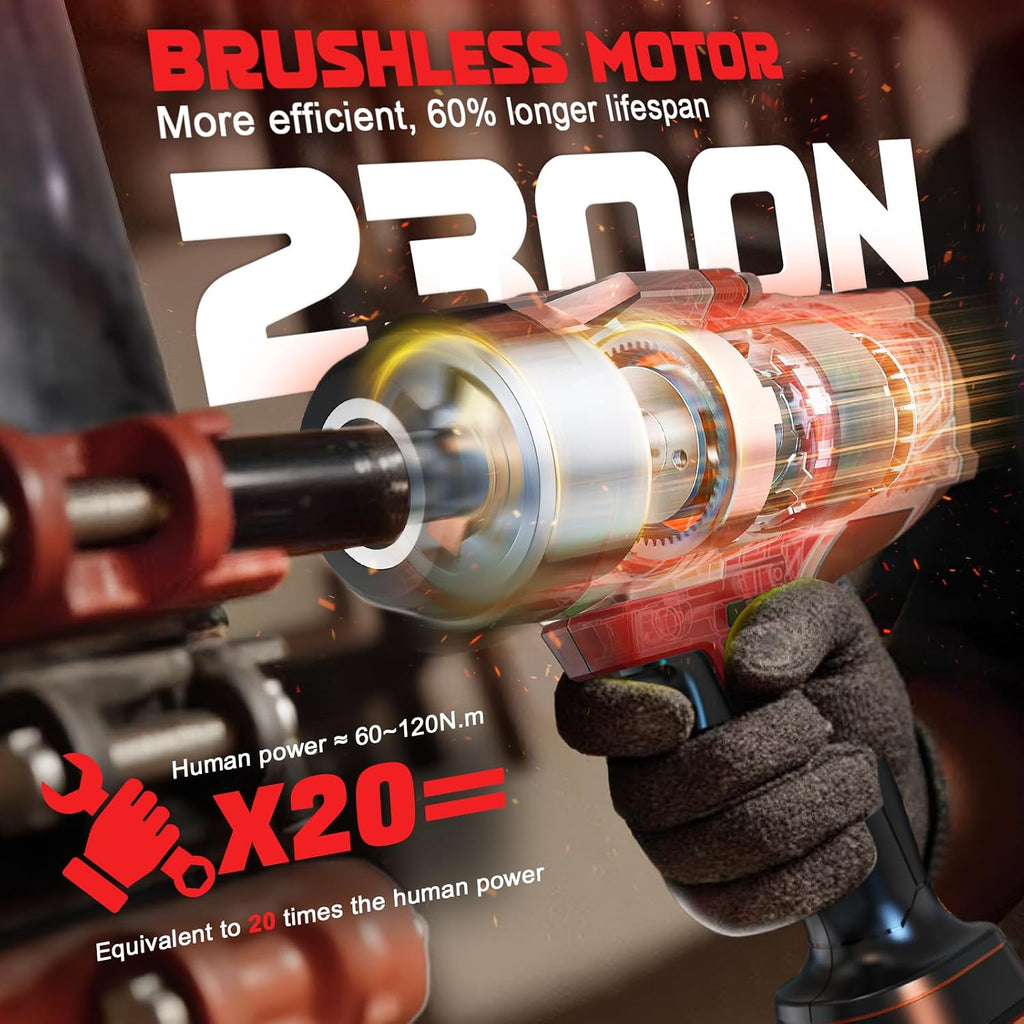 DIYtoolifz Cordless Impact Wrench 1/2 inch Compatible with Milwaukee 18v Battery, 1700 Ft-lbs High Torque Impact Driver, Electric Impact Gun with 4 Modes & LED Light for Car, Truck, Mower(Bare Tool)