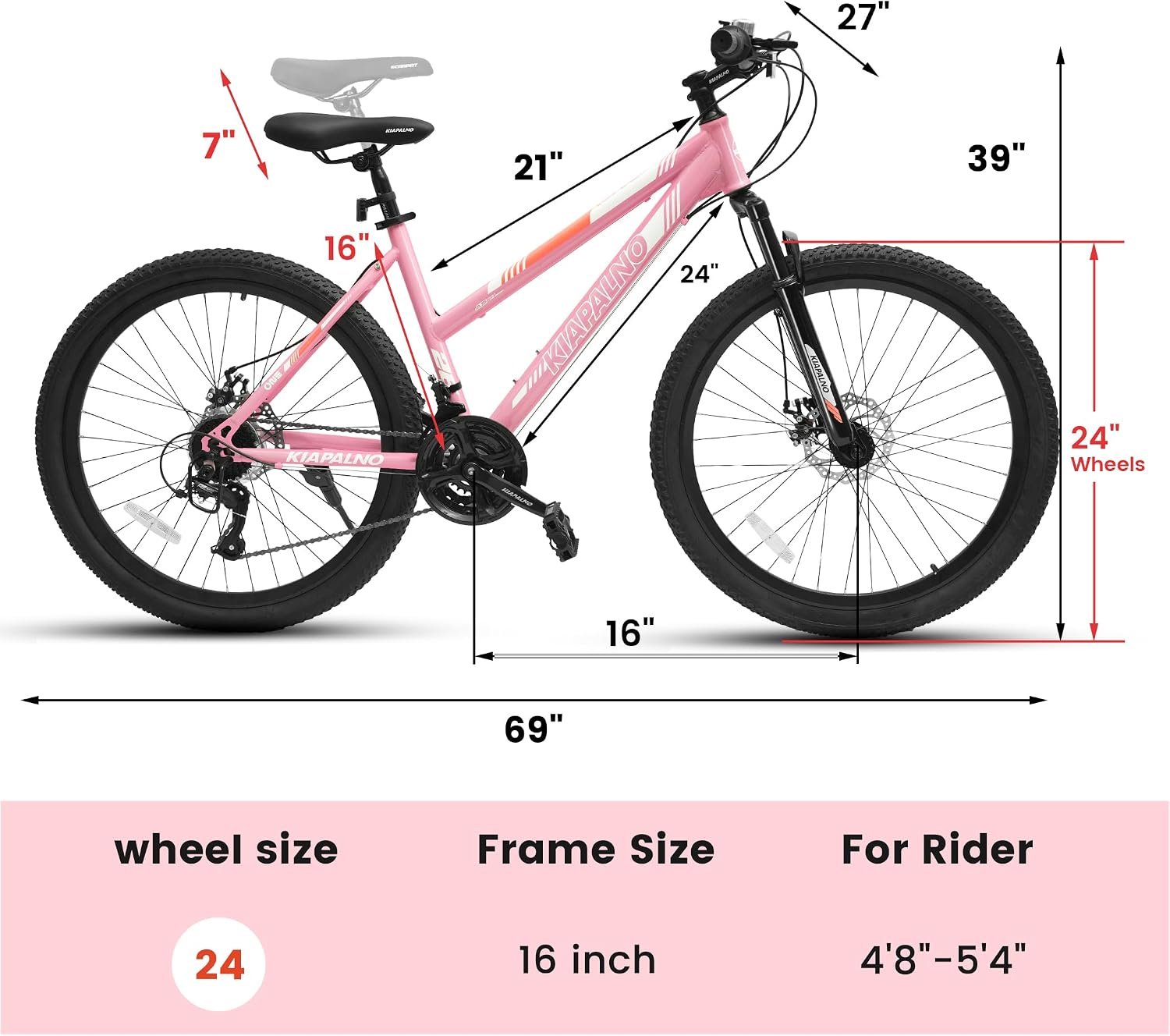 Ecarpat 24 26 Inch Women Girls Mountain Bike, Disc/V Brakes 21 Speeds Women Bike, Sturdy Steel Frame and Suspension Fork, Stylish Adult and Teens Bicycle for Urban Trail Snow Commuter