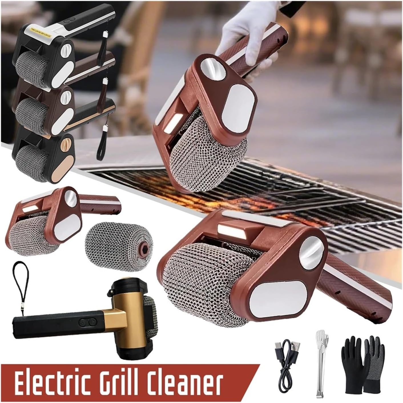 Fit for Cordless Electric Grill Cleaner with Lights - BBQ Brush Cleaner for Effortless Grilling Maintenance(1PCS Cleaner BrushA)