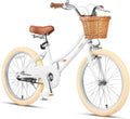 Petimini Vintage Kids Bike for Girls, 12–20 Inch Classic Bicycle with Wicker Basket & Bell, High Tensile Steel Frame, Training Wheels (12–18'), 85% Pre-Assembled, Retro Bike for Outdoor Riding