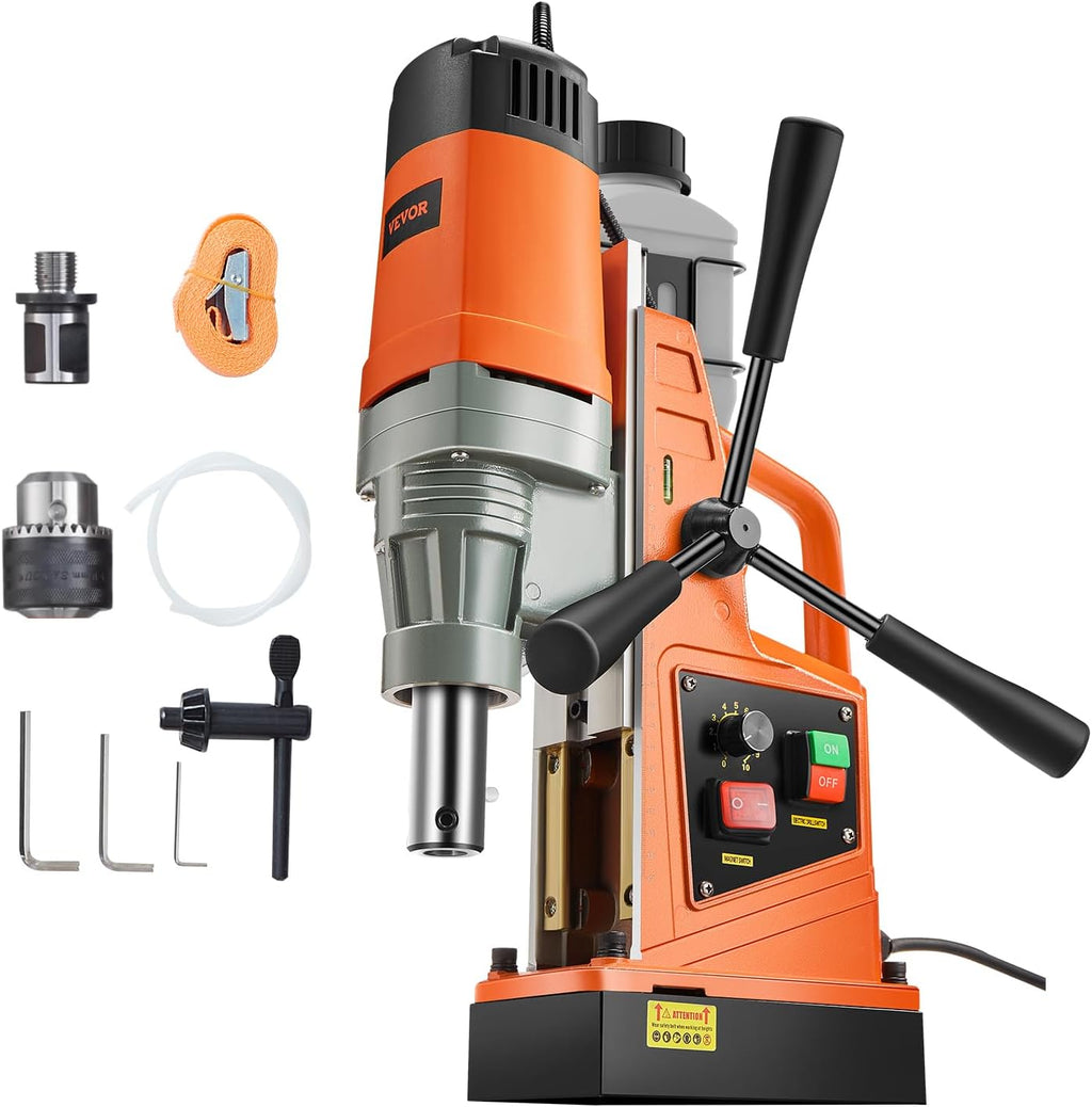 VEVOR Mag Drill Press, 1550W 2' Boring Diameter, 2922lbf Power Magnetic Drill, 500 PRM, 10-Speed, Electric Drilling Machine for Metal Surface, Industrial and Home Improvement
