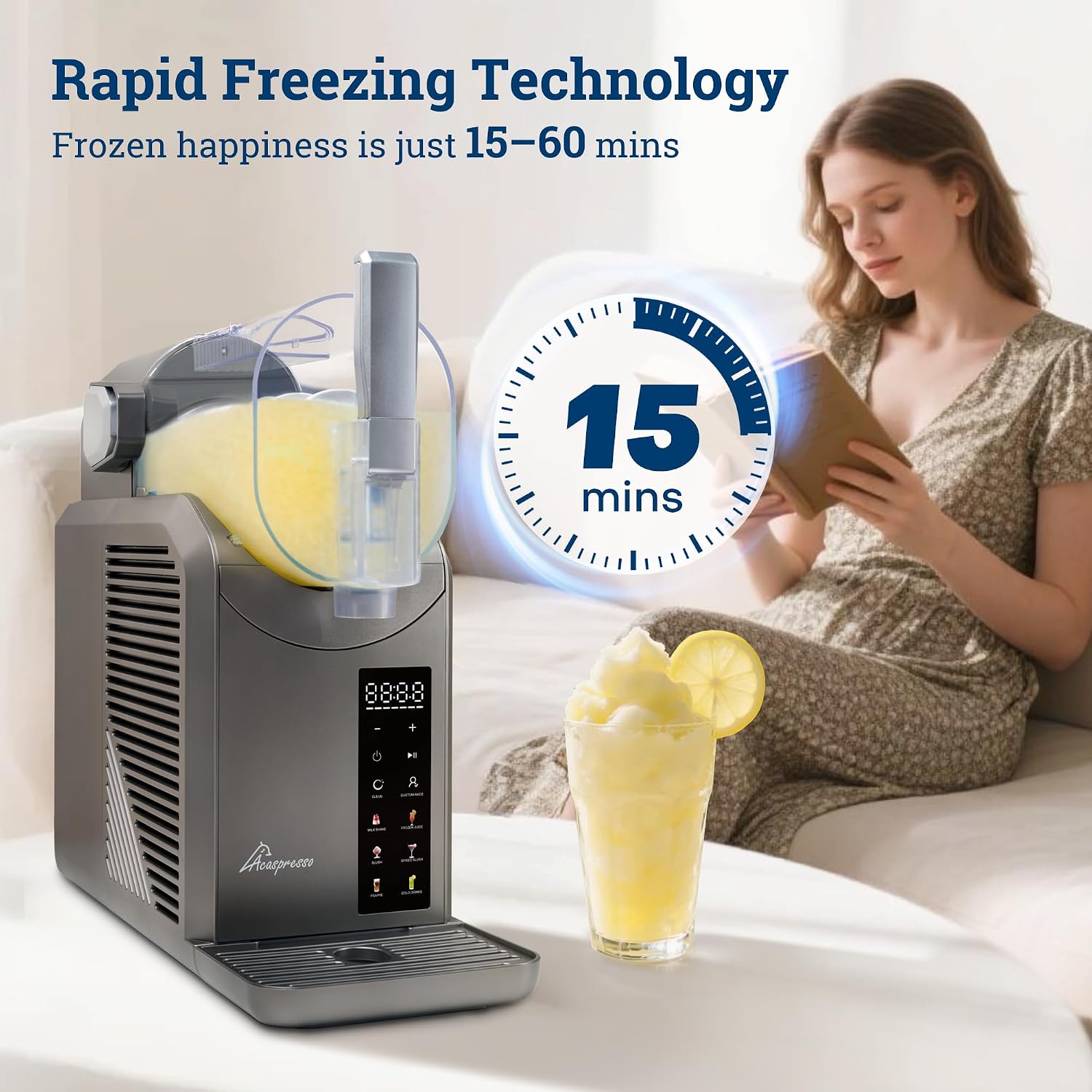 Slushie Machine for Home, 81oz Frozen Drink Machine with 6 Preset Programs, 6 Hours Timer for Margarita, Slushie, Frappé and More, No Ice Needed, Easy To Use & Clean (Gunmetal)