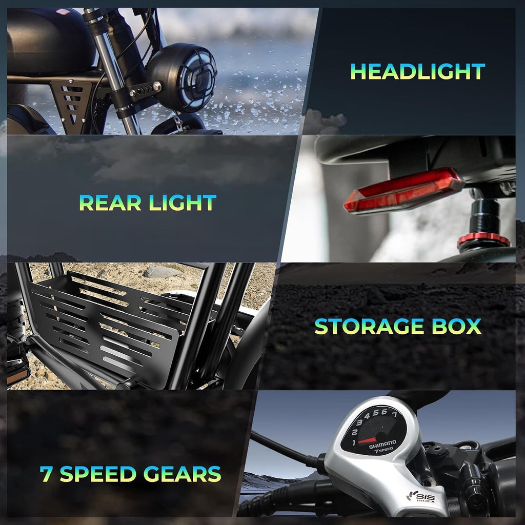 Tamobyke Premium T73 Series Electric Bike for Adults,48V15Ah/36Ah/41Ah Large Battery,1000W/1500W/3000W Powerful Motor, 28/33/37.5Mph Max Speed,20''*4'' Fat Tire E-Bike for Commute/Off-Road. Age 15+.