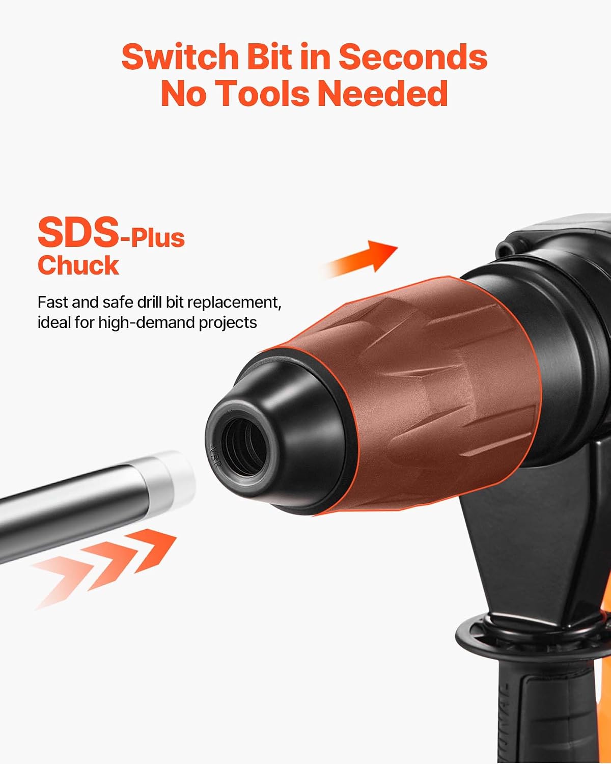 VEVOR 1-9/16 Inch SDS-Max Rotary Hammer Drill, 13Amp Corded Drills, Heavy Duty Chipping Hammers w/Vibration Control & Safety Clutch, Electric Demolition Hammers Variable Speed, Power Tool For Concrete
