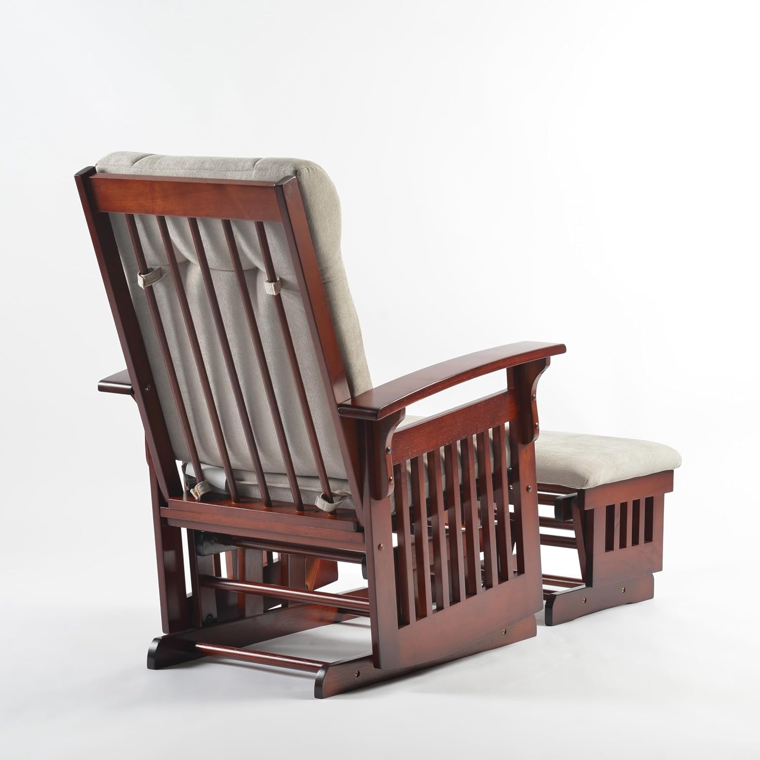 Rustic Glider Chair for Nursery with Ottoman, Resistant Rubber Wood Nursery Glider and Ottoman Sets for Relaxing, Rocking Chair for Living Room Bedroom, (Brown)