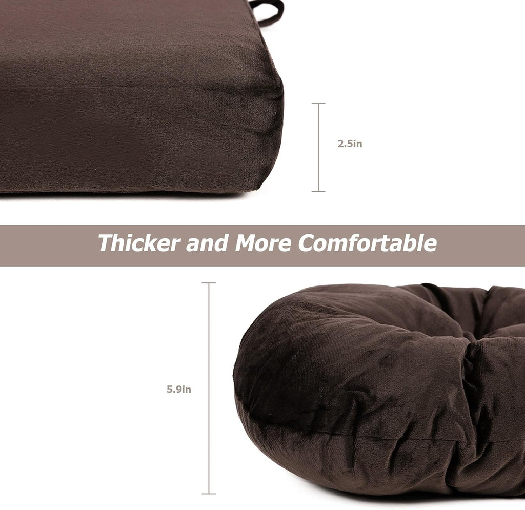 5PCS Glider Rocker Replacement Cushions Thick Soft Velvet Glider Cushions Replacement Set with Ottoman Cushion and Storage Pockets for Nursery Wooden Rocking Chair, Brown