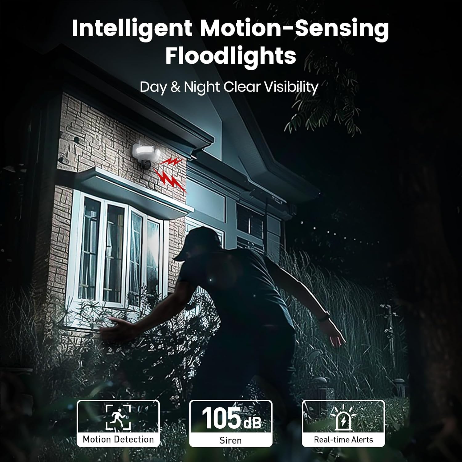 aosu Floodlight Camera Wired, 3K UHD Security Camera Outdoor, 360° Coverage Surveillance, 24/7 Recording, Motion Detection, 2600-Lumen Motion-Activated Floodlight, Color Night Vision