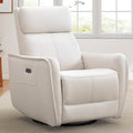 ANJ Power Swivel Recliner Chair,Rocking Chair Nursery with USB Port, Rocker Reclining Chair with Upholstered,Faux Leather Glider Rocking Chairs for Living Room, Bedroom, Cream White