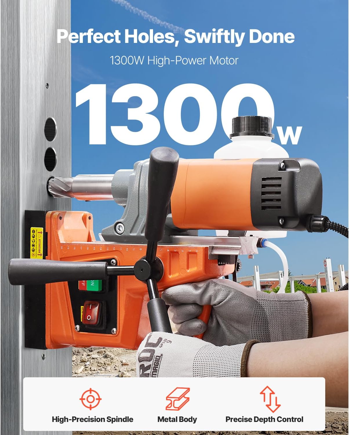 VEVOR Mag Drill Press, 1300W 1.57' Boring Diameter, 2922lbf Power Portable Magnetic Drill, 810 PRM, Electric Drilling Machine for Metal Surface, Industrial and Home Improvement