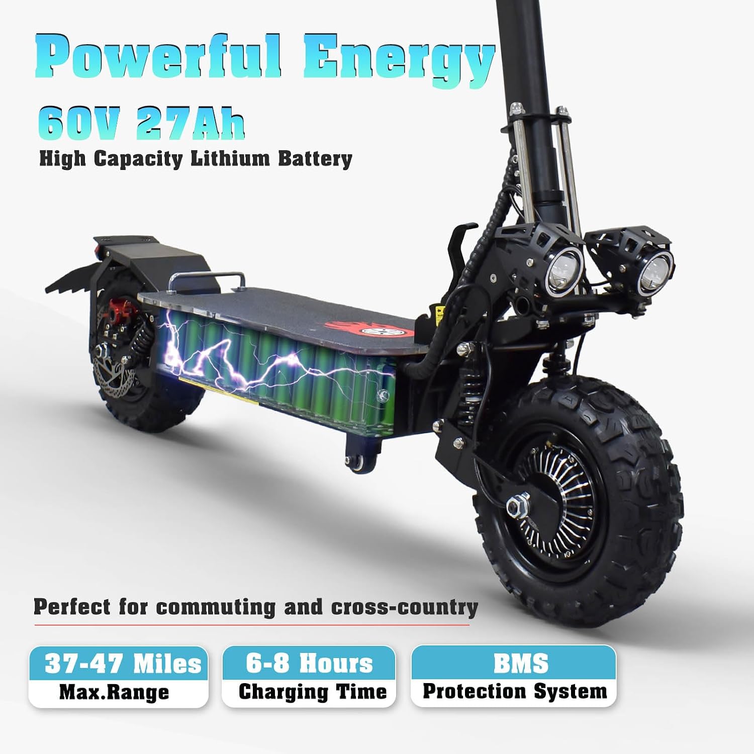 Electric Scooter for Adults,5600W Dual Motors Range 50 Miles,Electric Scooter Adults 50 MPH, 60V 27Ah Large Capacity Battery, 11' Off Road Tires Scooter with Detachable Seat Max Load 4470lbs
