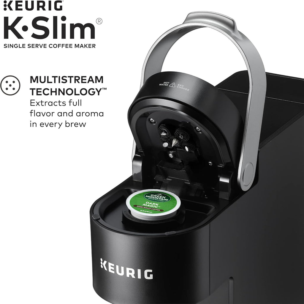 Keurig K- Slim Single Serve K-Cup Pod Coffee Maker, Multistream Technology, Black & K- Slim® Single Serve K-Cup Pod Coffee Maker, Multistream™ Technology, Scarlet Red