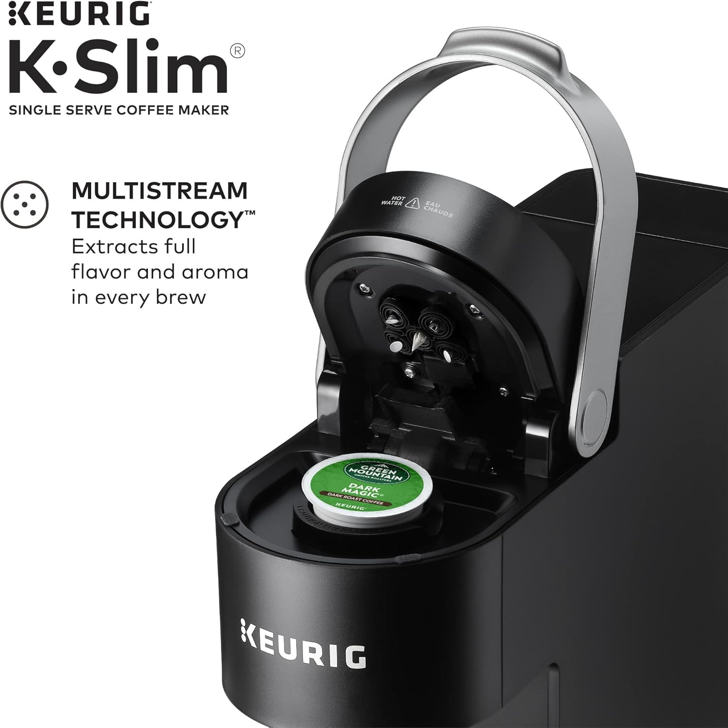 Keurig K- Slim Single Serve K-Cup Pod Coffee Maker, Multistream Technology, Black & K- Slim® Single Serve K-Cup Pod Coffee Maker, Multistream™ Technology, Scarlet Red
