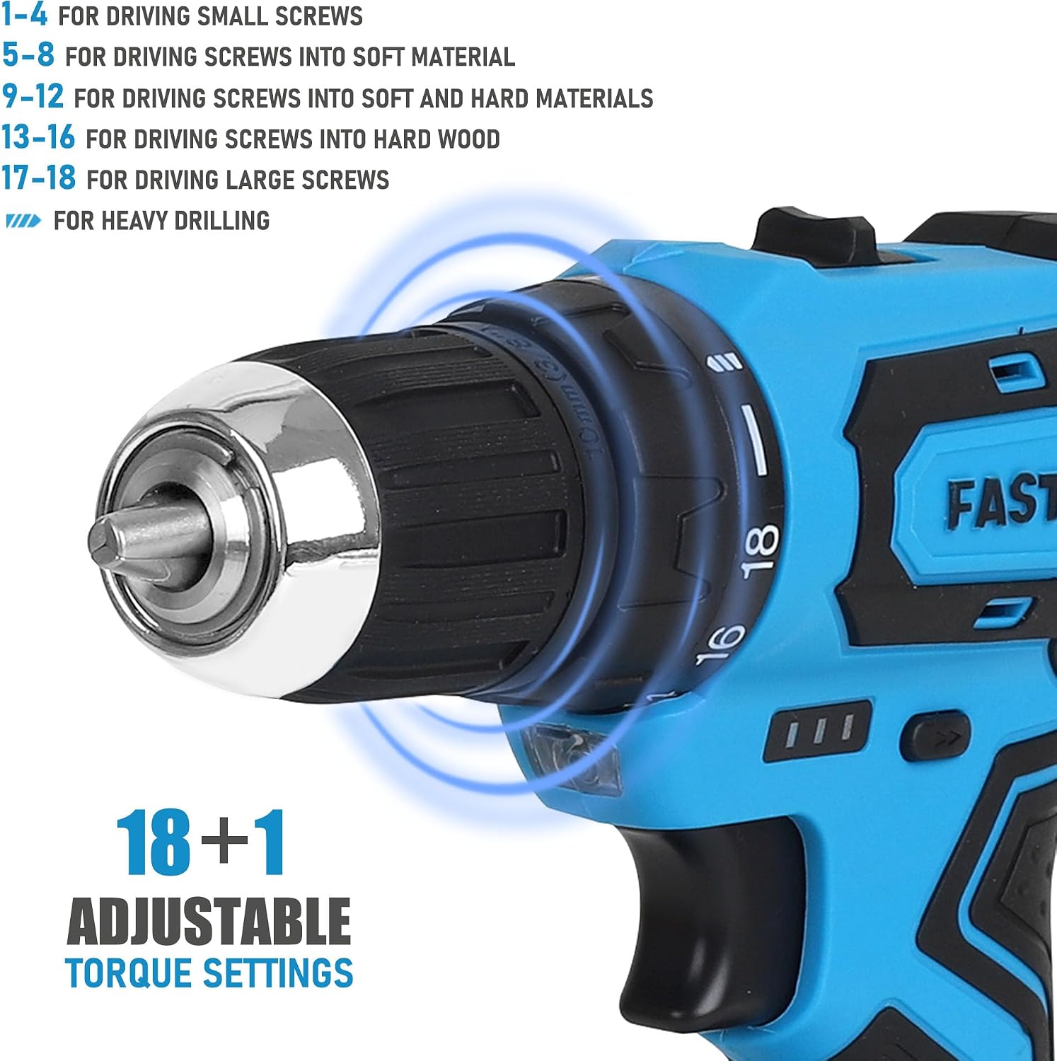 FASTPRO 232-Piece Home Tool Set with Drill, 20V Cordless Drill Driver, Household Repairing Tool Kit with Drill, 12-Inch Wide Mouth Storage Tool Bag Included, Blue