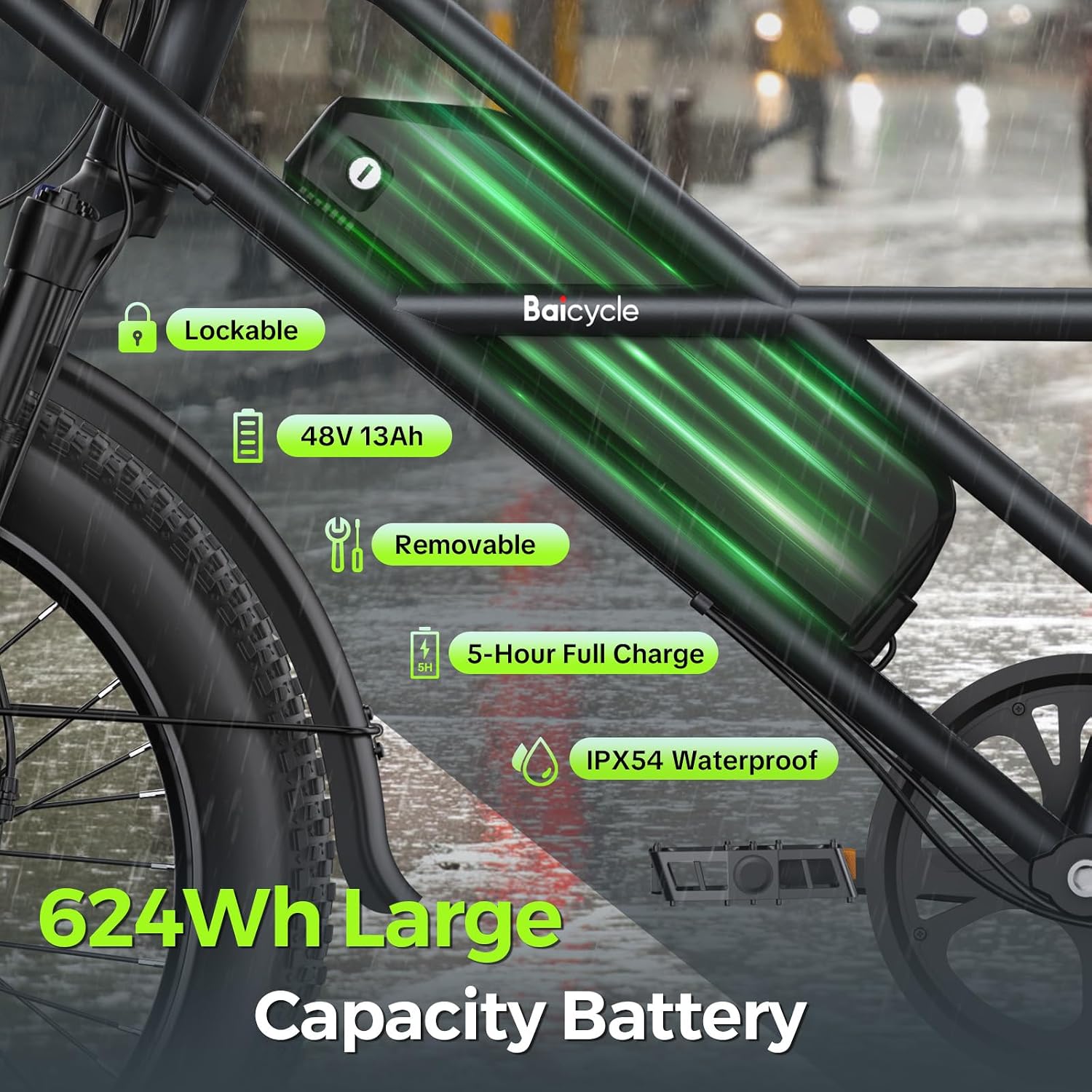 Baicycle 1800W Peak Electric Bikes for Adults 20' Fat Tire E Bike with 90 Miles(PAS) Max Range 28 MPH Electric Bicycle Step-Thru Ebikes with 48V Removable Battery 7 Speed Ebike