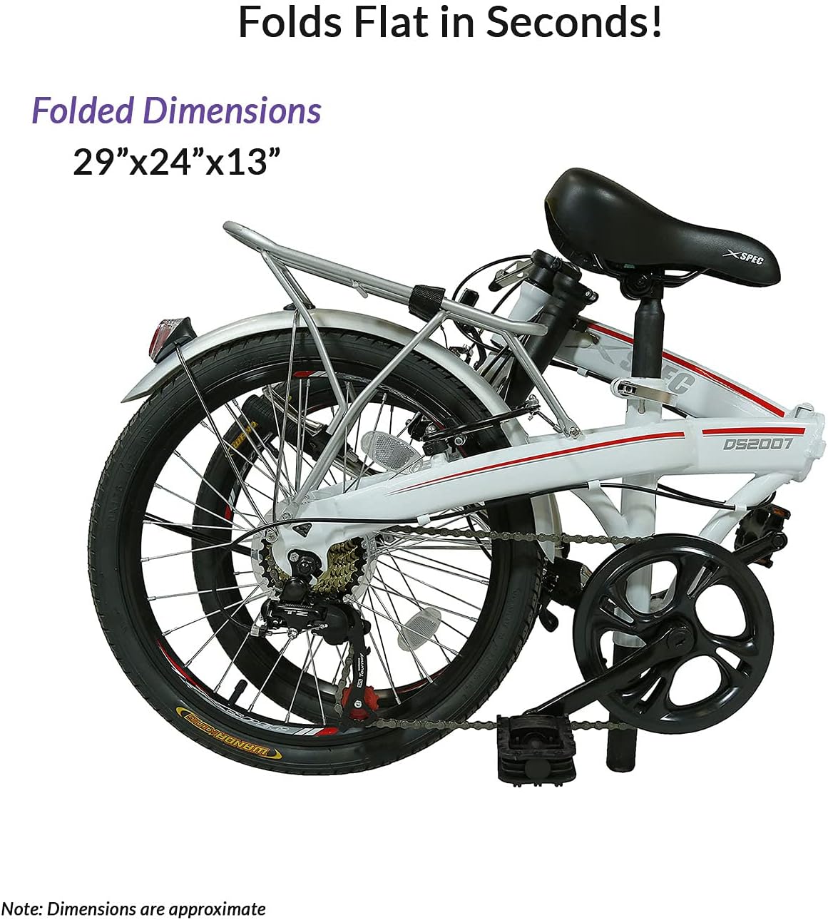 Xspec 20' 7 Speed Folding Compact City Commuter Bike (NOT an Electric Bike)