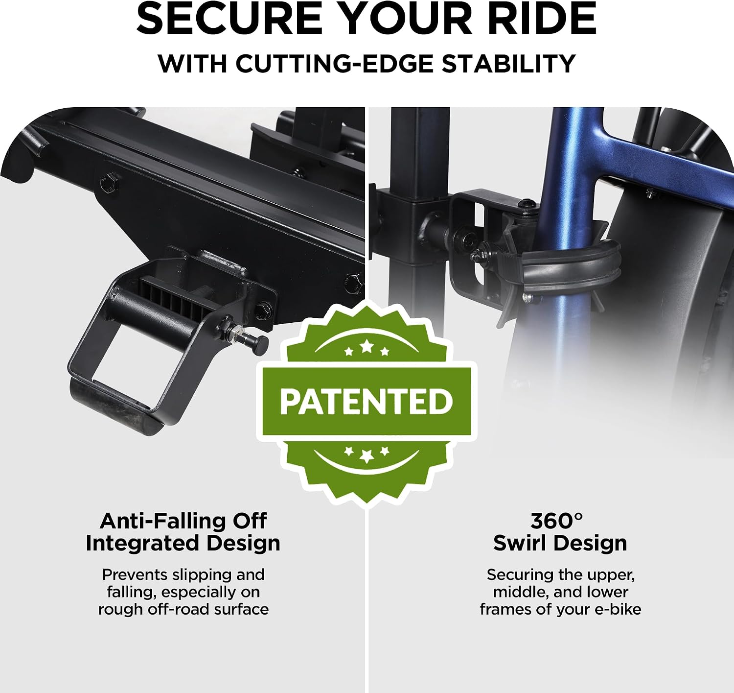 Young Electric Hitch Mount 2 EBike Rack, 200 lbs Capacity Electric Bike Carrier Foldable Platform Mount, Up to 5-inch Fat Tire Bicycle for 2'' Receiver Cars Trucks SUVs Minivans RV, Trailer