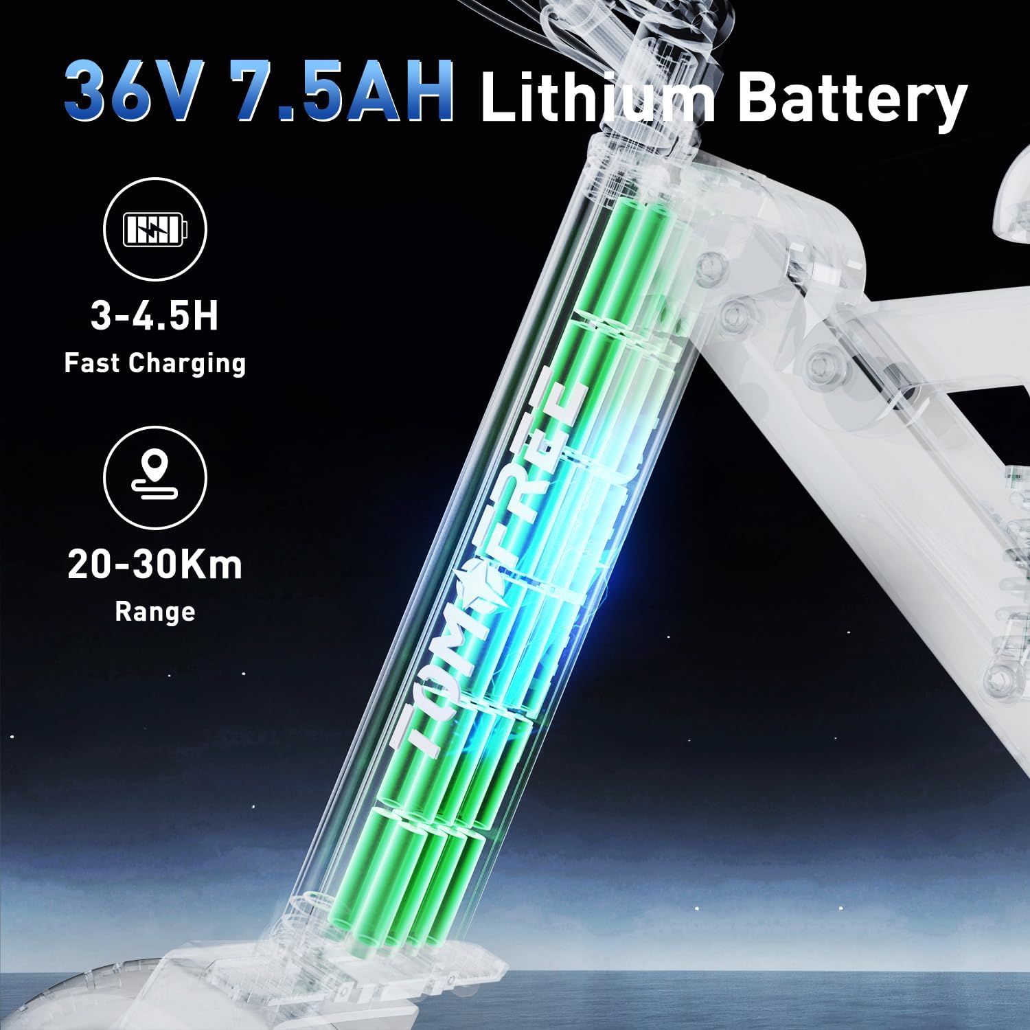 3 Wheel Electric Scooter for Adults Folding Mobility Scooter Powered 36V 7.5Ah Battery Electric Tricycle 15.5Miles Range Light 400W Motor Compact E-Scooter with Reverse Function