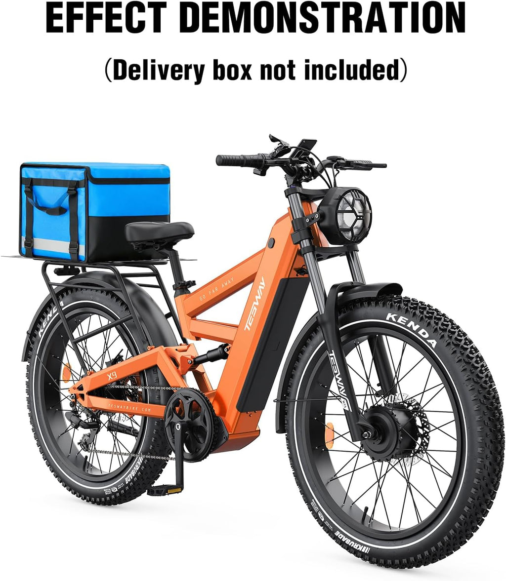 TESWAY X9 Ultra Dual Motor Ebike, 26' Fat Tire Full Suspension AWD Electric Bike for Adults, 4000W 43MPH 240NM, 60V 30Ah(Camo)/25Ah(Other) 120 Miles Long Rang
