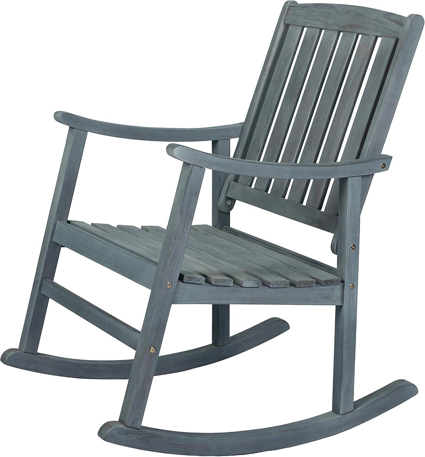 JONATHAN Y RCK102B Penny Classic Slat-Back 300-Lbs Support Acacia Wood Patio Outdoor Rocking Chair for Garden, Lawn, Backyard, Pool, Deck, Beach, Firepit, Gray