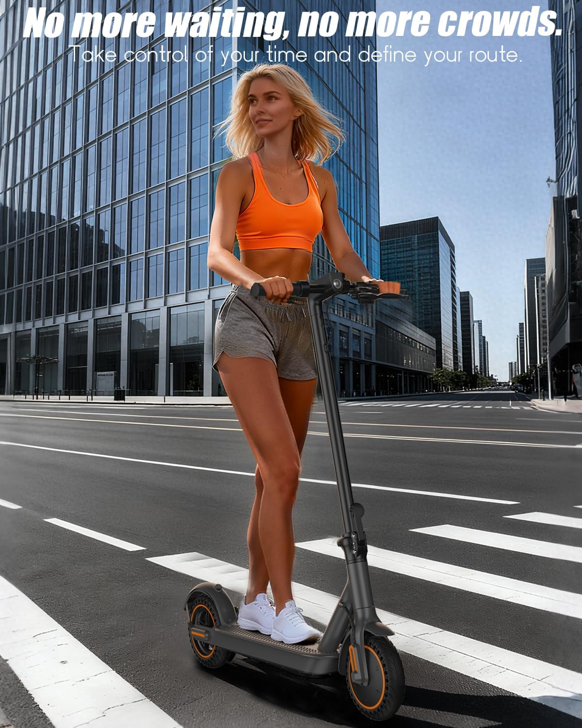 Electric Scooter for Adults，8.5' Solid Tires, Max 19 Mph Speed, 19 Miles Long Range, 264 lbs Load, 350W Motor, Foldable E-Scooter for Adults with Dual Braking System & App Control