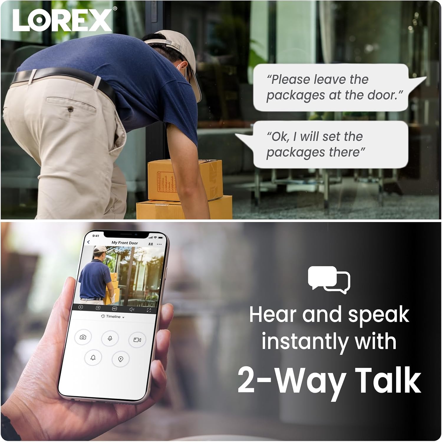 Lorex 2K Pan-Tilt Outdoor WiFi Security Camera | 360° View | Auto-Tracking | Color Night Vision | Person Detection | Warning Light & Siren | IP66 Weatherproof | 32GB MicroSD Included | No Monthly Fee