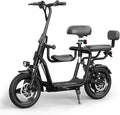 EILLEO Electric Scooter with 3 Seats for Adults Power by 500W Peak Motor, E Bike with 14' Pneumatic Tire and 20 Miles Range&17.4Mph, Electric Bicycle for Women/Man Black