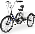 Slsy Adult Tricycle 7 Speed, 20/24/26 Inch Step-Through 3 Wheel Bike for Adults with Large Shopping Basket, 350 lb Capacity Adult Trike for Seniors, Women and Men