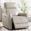 CANMOV Power Swivel Rocker Recliner Chair, Electric Swivel Glider Rocker Recliner for Nursery, Faux Leather Upholstered Rocking Reclining Chair with USB Port for Living Room,Grey