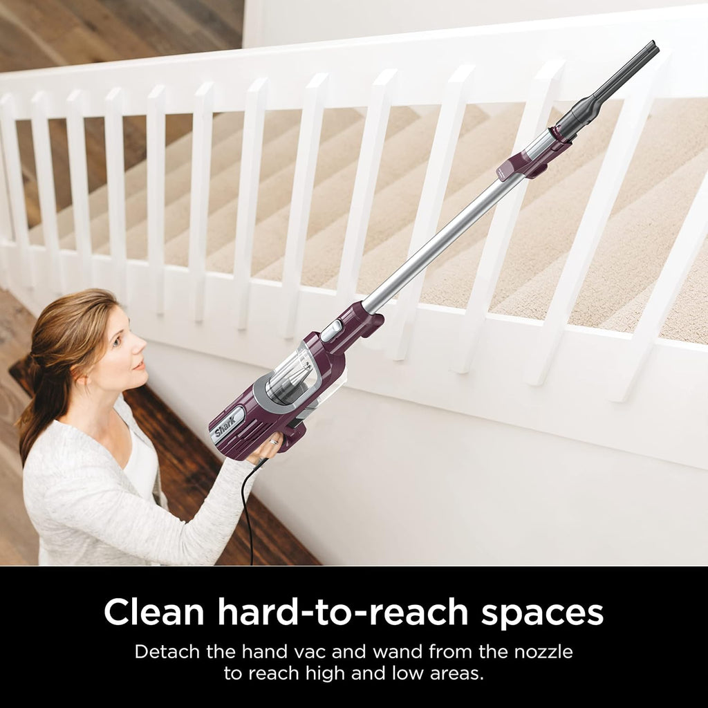 Shark HZ702 Ultralight PetPro Corded Stick Vacuum with PowerFins HairPro Odor Neutralizer Technology, Crevice & Upholstery Tool, Precision Duster, Wine Purple (Renewed)
