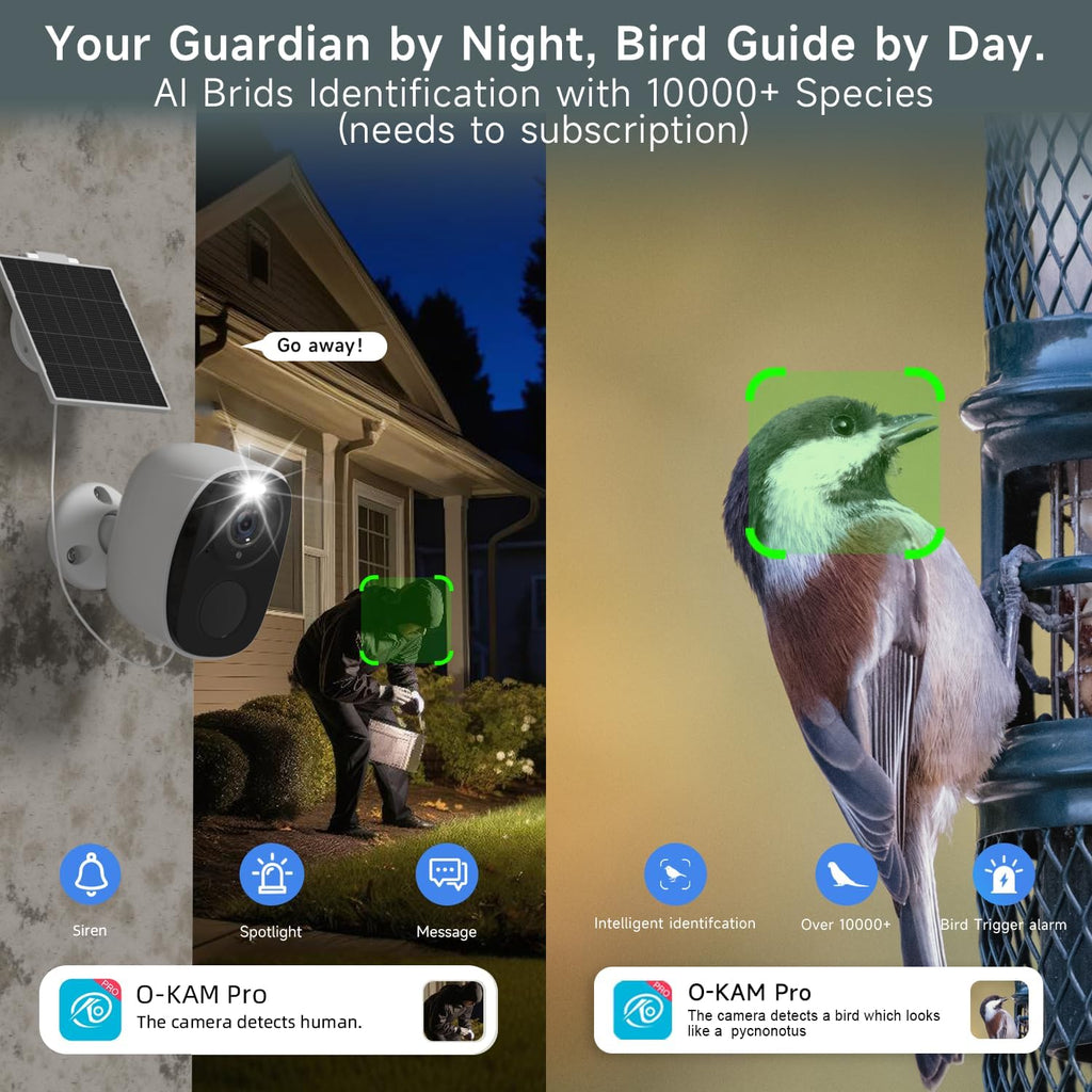 4PC Wireless Solar Outdoor Security Camera, 2.4/5G WiFi Outdoor Camera Wireless with Solar Panels,2K Color Night Vision, IP65 Waterproof, AI Motion Detection, 2 Way Talk, IP65, SD/Cloud,Works w/Alexa