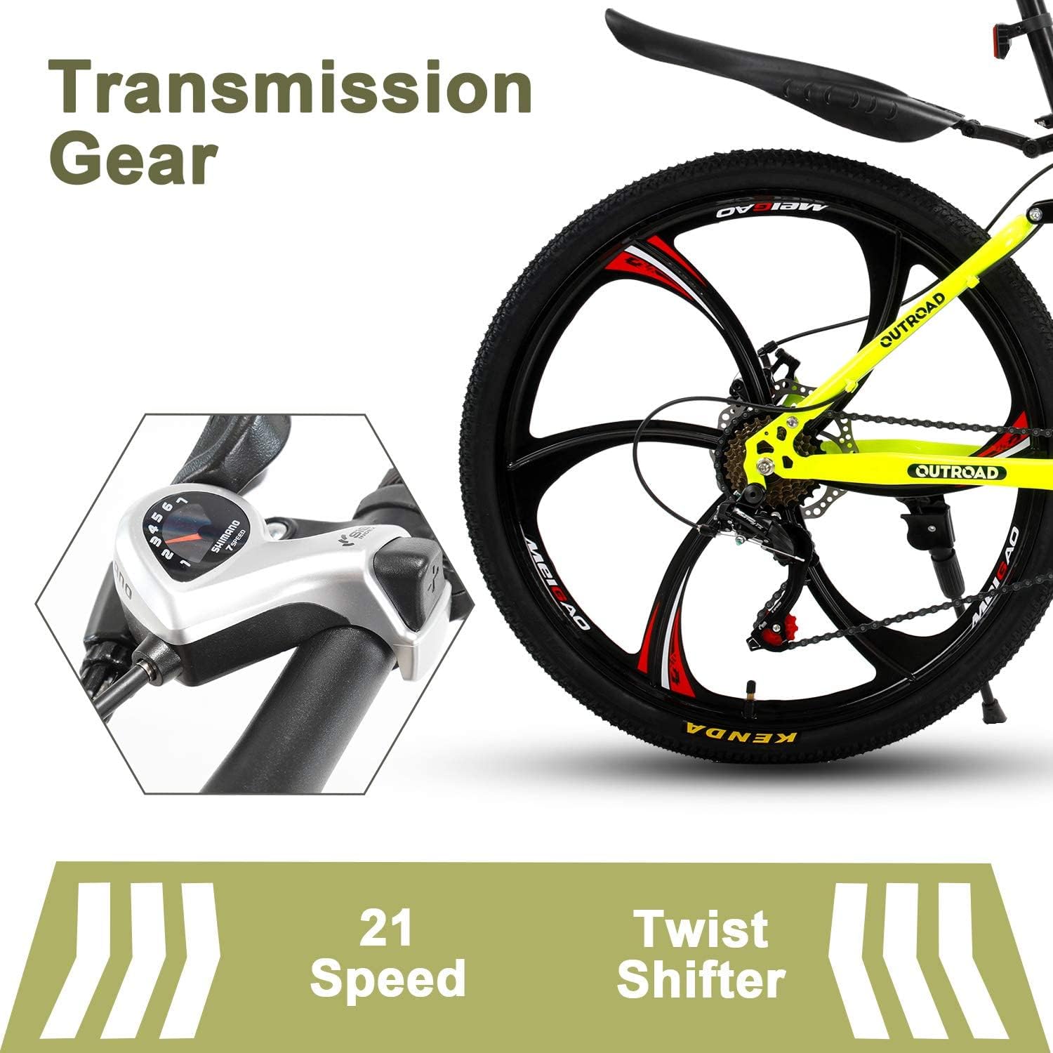26 ich Folding Mountain Bike, 21 Speed High Carbon Steel Mountain Bike for Adults with 26 Inches Durable Tires, Front Suspension Folding Bicycle for Women and Man | 26 ich, High Carbon Steel, Durable Tires, Front Suspension, Folding Bicycle