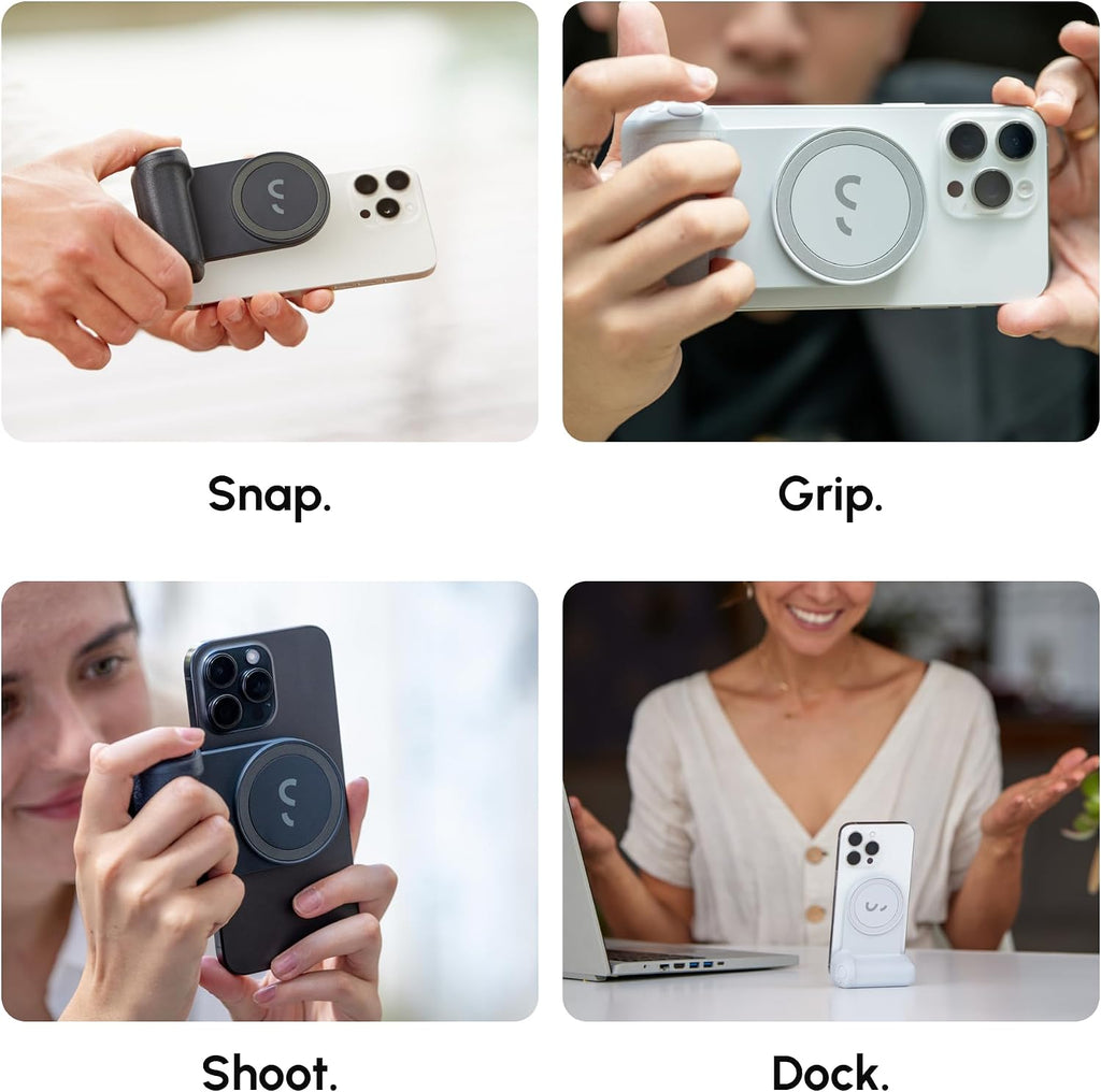 ShiftCam Travel and Creator Kit – MagSafe-Compatible Mobile Creator Bundle for iPhone and Android, Compact Phone Grip, Adjustable LED Light, Extendable Bluetooth Tripod for Vlogging