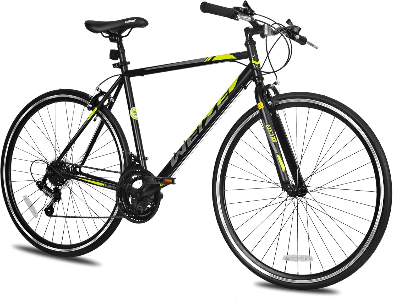 WEIZE 700C Hybrid Bike for Adults, 14 Speed Road Bike, City Commuter Bicycle with Caliper Brakes, High-Carbon Steel Racing Adult Bike, Urban Adult Bicycle for Men and Women