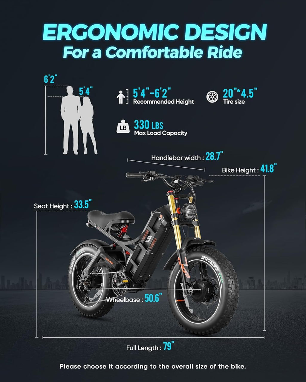 2026 eAhora Romeo Dual-Motor Ebike - 50Mph 5600W 60-80AH 250Miles Long Range Electric Bike for Adults, Full Suspension Hydraulic Brakes Electric Bicycle, 26' Mountain Bike for Off-Road Commuting