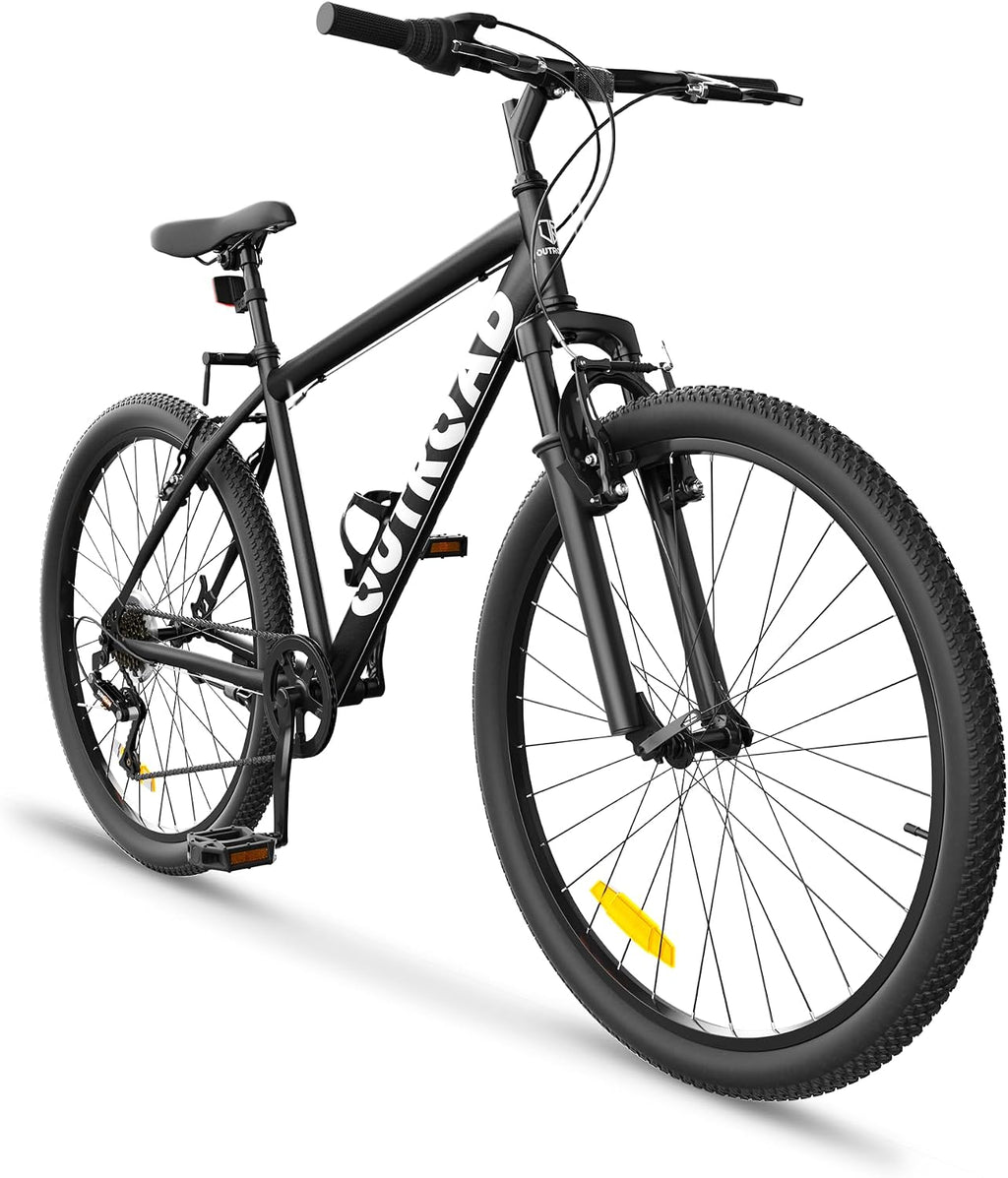 Hardtail Mountian Bike with 7 Speeds Drivetrain for Adult, 26 Inch Mens Womens MTB with Widened Carbon Steel Frame, Front Suspension, Commuting Bikes with V Brakes(X5 Black)