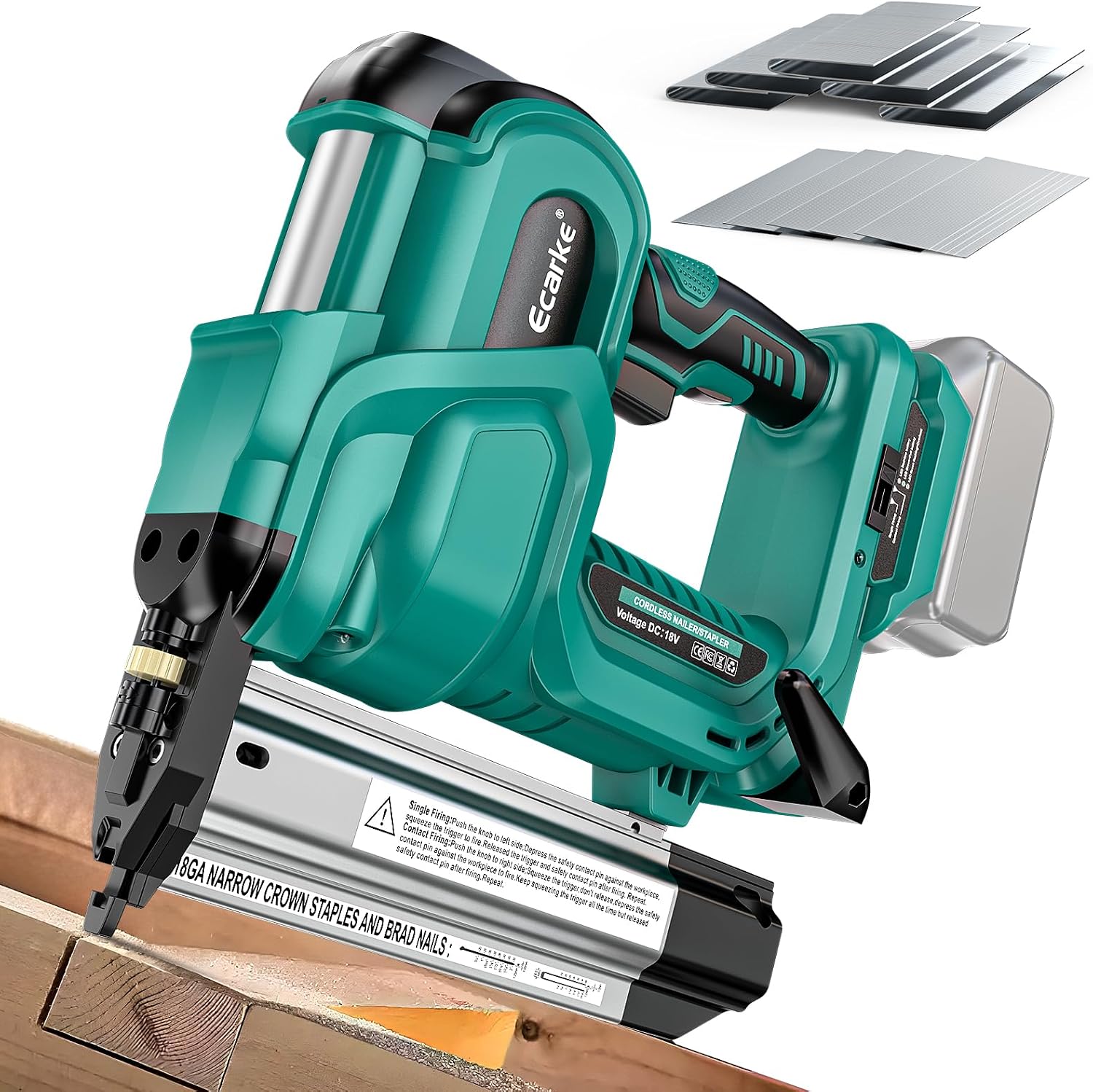 Ecarke 2' Brad Nailer Cordless Stapler Compatible with Makita 18V (No Battery), 2 in 1 Electric Nail Gun/Staple Gun with 18GA Nails/Staples, Battery Power Nail Gun for Trim Wood Crafting Carpentry DIY