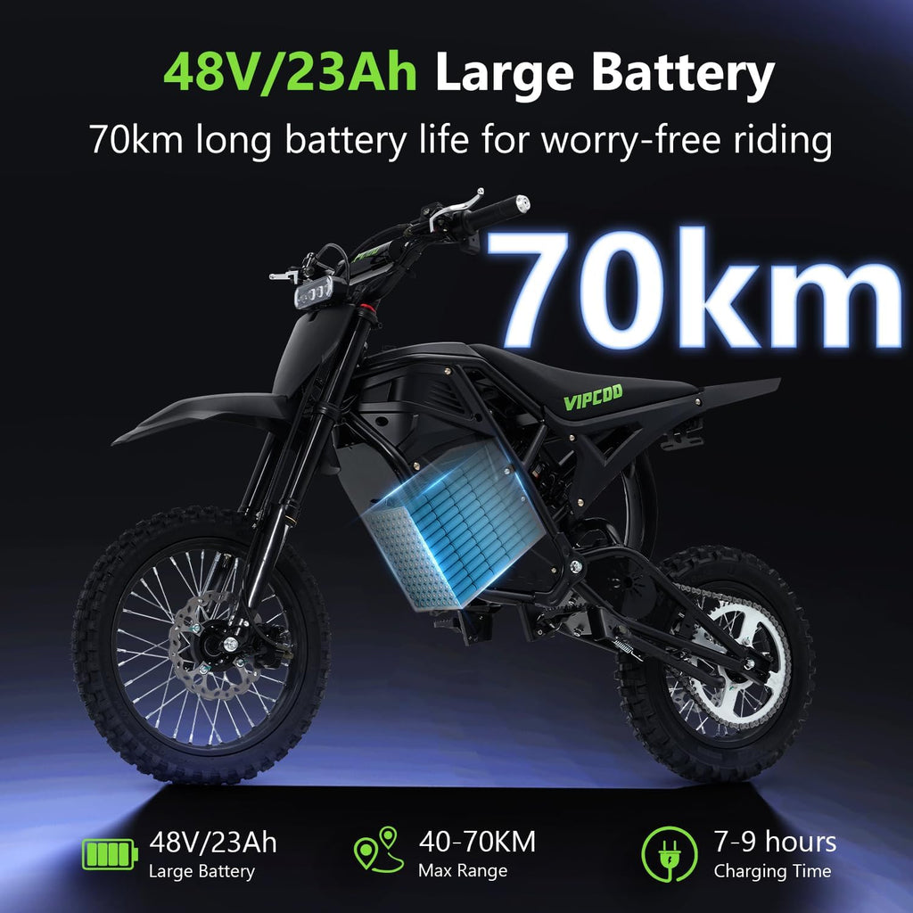 3500W Electric Dirt Bike for Adults & Teens, 63KM/H Off-Road MountainE Motorcycle, 48V 23AH Battery, 40–70KM Range, Full Suspension & Hydraulic Brakes