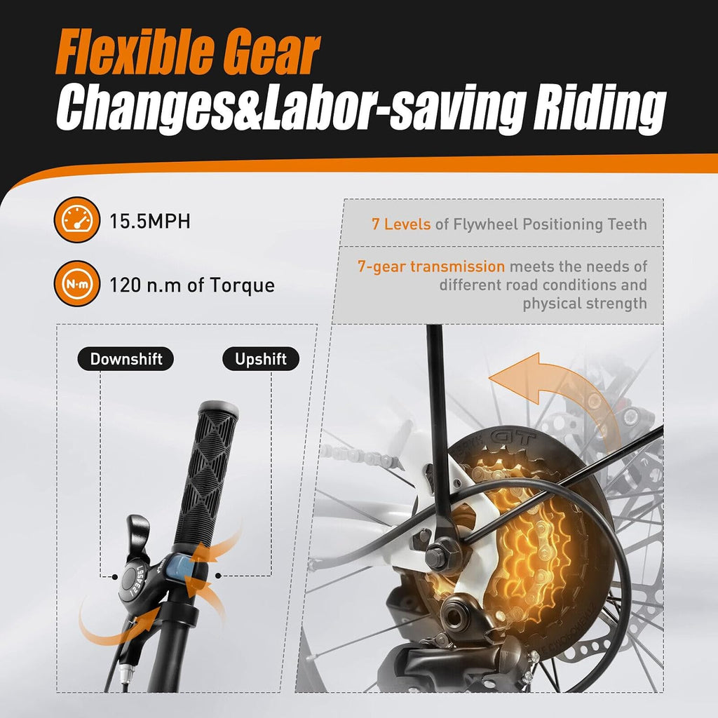 20' Foldable Bicycle, 7 Speed Non-Slip Folding Bike W/Dual Disc Brake & Adjustable Design, Folding Bikes for Adult City Commuter Bicycle