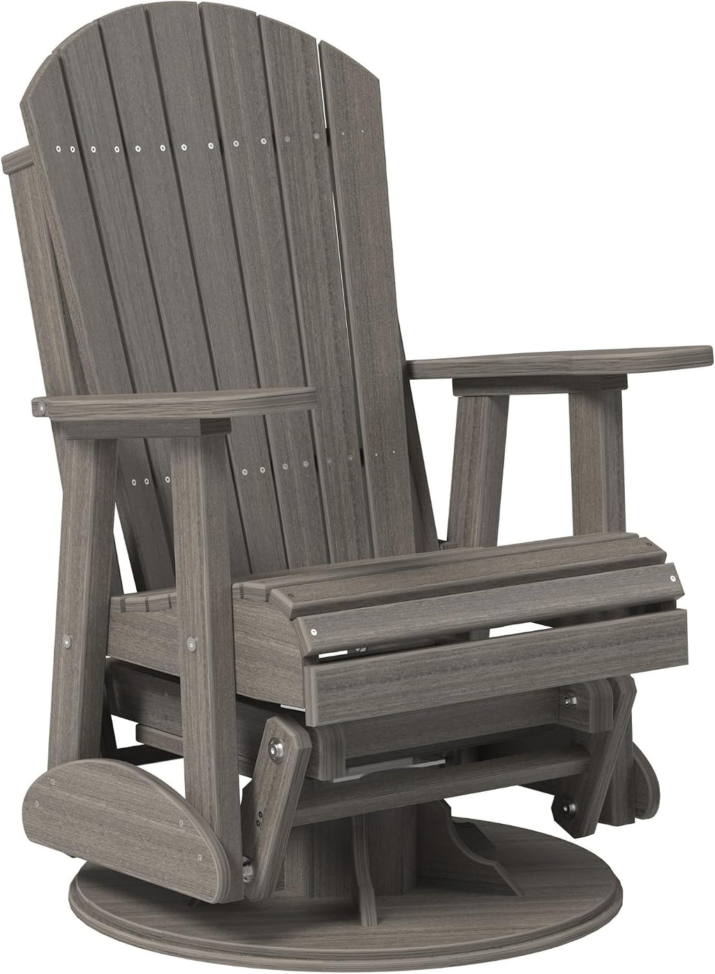 LuxCraft 2' Adirondack Outdoor Swivel Glider Chair, Patio Gliding Rocker, Swiveling Glider Rocking Chair for Outside (Coastal Gray)