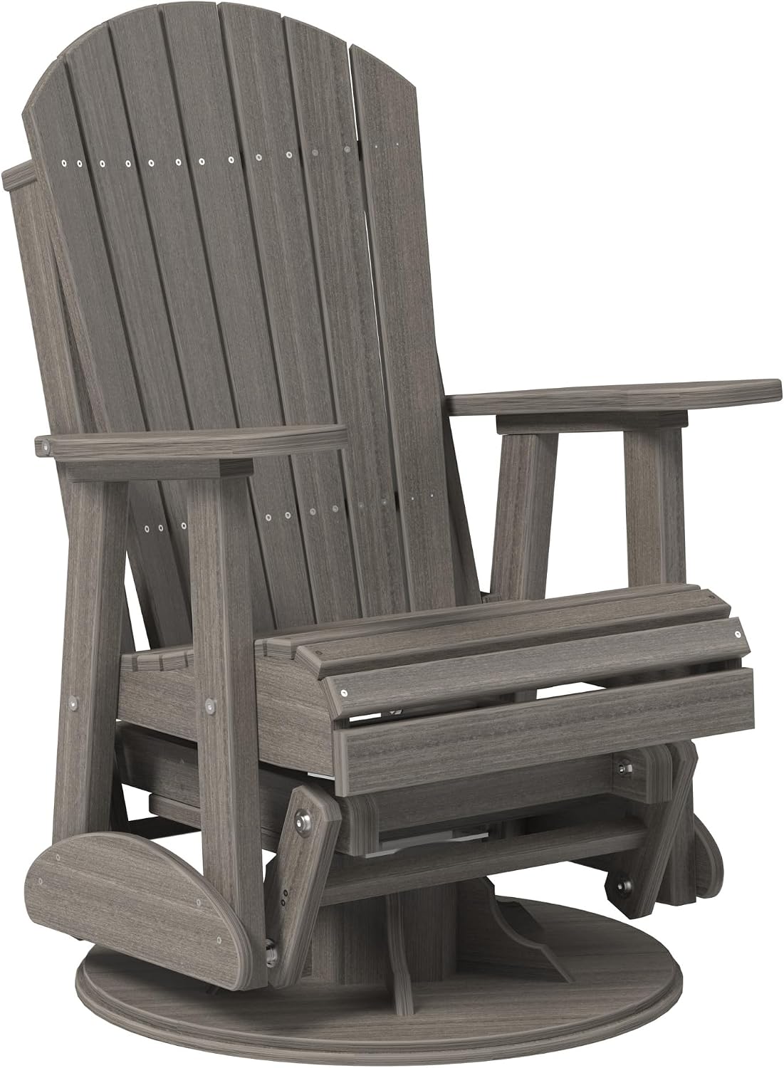 LuxCraft 2' Adirondack Outdoor Swivel Glider Chair, Patio Gliding Rocker, Swiveling Glider Rocking Chair for Outside (Coastal Gray)