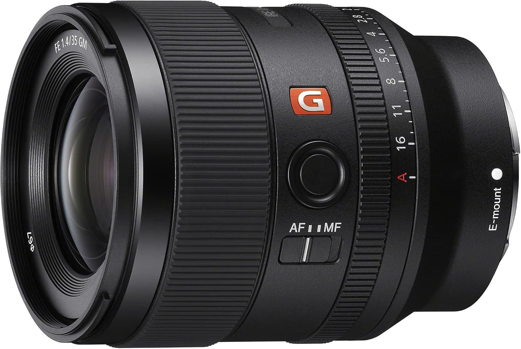 Sony FE 35mm F1.4 GM Full Frame Large Aperture G Master Lens SEL35F14GM for E-Mount Mirrorless Cameras Bundle with Deco Gear Backpack Case + 67mm UV/Polarizer/FLD Filter Kit + Monopod and Accessories