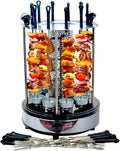 Electric BBQ Smokeless Grill Indoor - Vertical Barbecue Grill, Includes Skewers, Machine Rotisserie Grill for Home- Broiling Meat Layers, Shashlik, Gyros, Sausages, Poultry