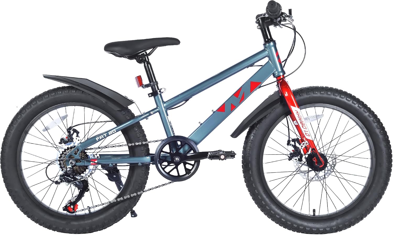 Mountain Bike 20/24 Inch, 3' Wide Fat Tire Snow Mountain Bikes, 7 Speeds Kids Teen Student Bicycles,Steel Frame Disc Brake，3 Colors