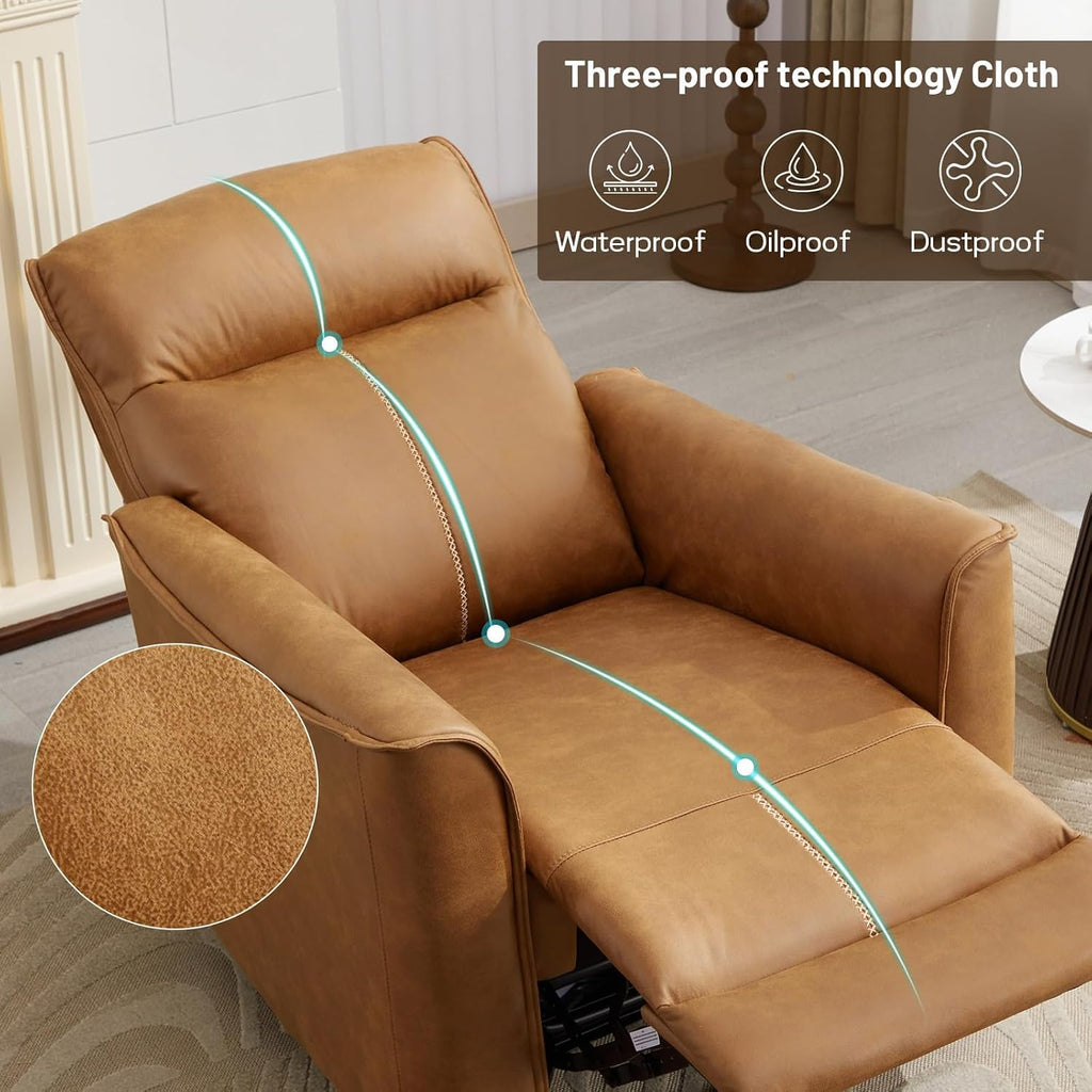 ANJ Manual Swivel Rocker Recliner, Glider Recliners with Padded Armrest and Backrest, Soft Faux Leather Nursery Rocking Recliner Chair Reclining Sofa for Living Room