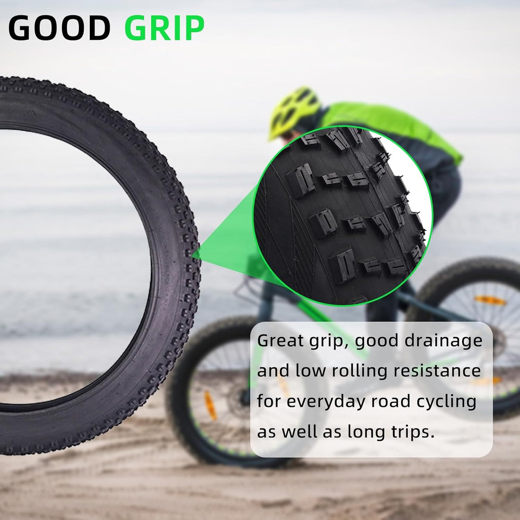 26 x 4.0/26 x 4.9 Inch Fat Tire Bike with Inner Tubes Kit:Replacement Adult Electric Bike Tire and Folding Inner Tube Set Compatible Wide Mountain Snow Tires,2 Pcs