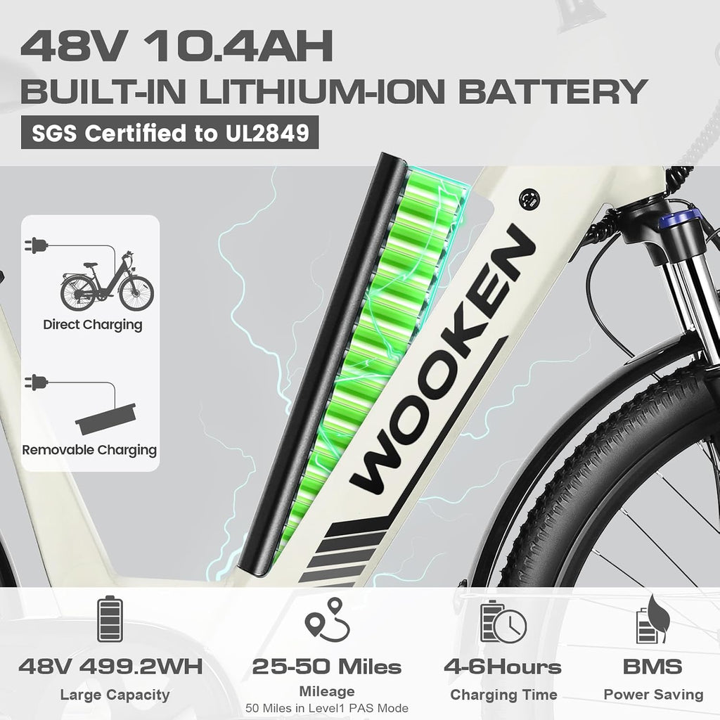Wooken Gale 1500W Electric Bike 26' x 4.0 Fat Tire Electric Bike, EBike for Adults with 48V 720WH Removable Battery, Up to 60Miles Ebikes,7 Speed,SGS Certified to UL2849
