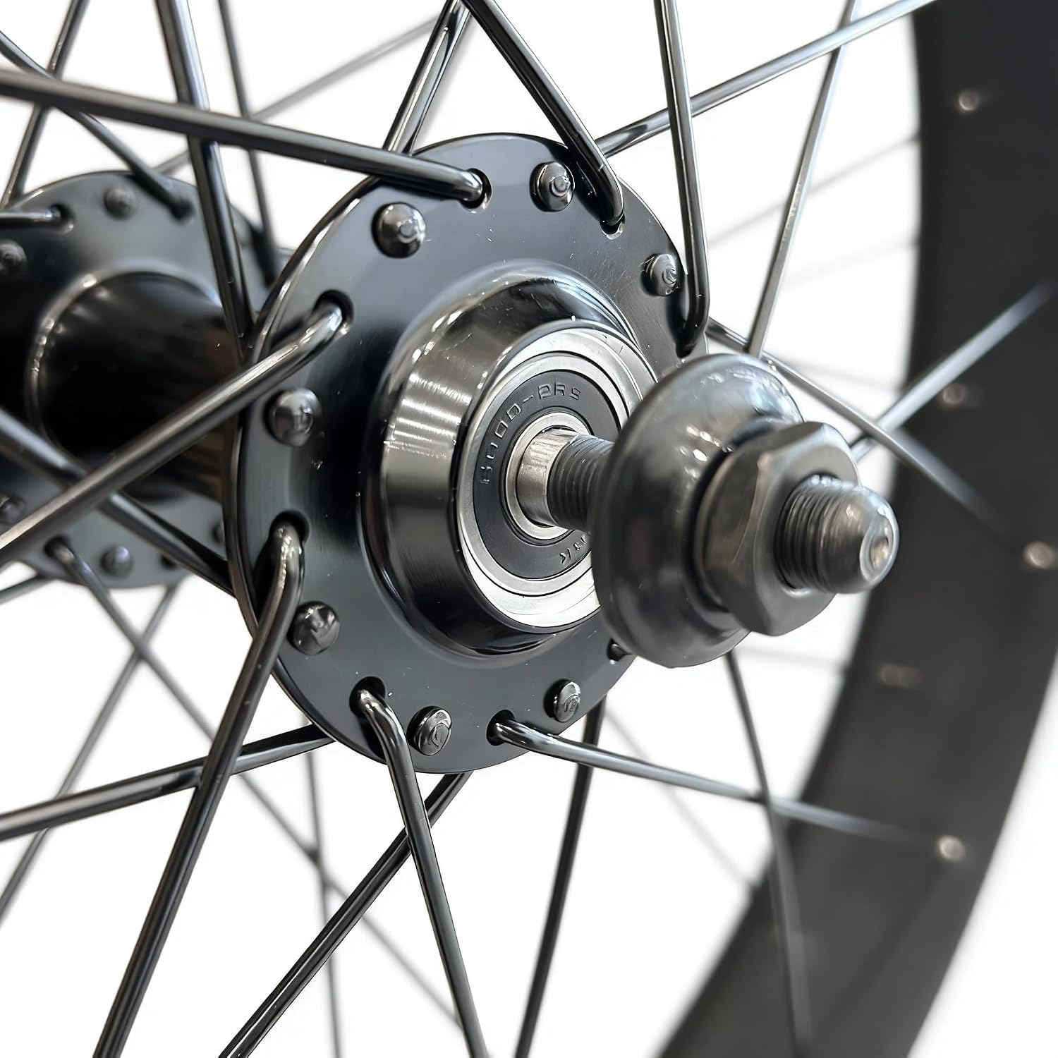 Electric Fat Bike Front Wheel 26''x4.0 with Tire Bearing Hub 12GA Spokes Black Alloy Aluminum Snow Bicycle fatbike Rim Wheel 26 Bolt On